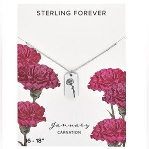 NEW Sterling Forever Silver January Carnation Birth Flower Necklace